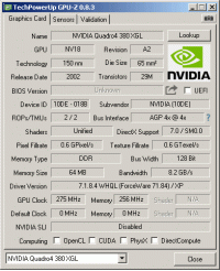 Quadro4 380 XGL GPU-Z